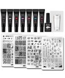 Buy Stamping Gel Nail Stamper Kit - 7 Colors Polish Silicone Stamper 4 Design Plates & Top Coat for Stunning Nail Art - International Shipping Available - Buy Online on GoSupps.com