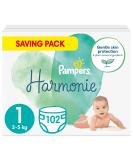 Pampers Baby Nappies Size 1 (2-5 kg / 4-11 lbs) Harmonie 102 Nappies SAVING PACK Baby Essentials For Newborn Nappies 102 Count (Pack of 1) - Buy Online on GoSupps.com