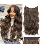 Invisible Wire Hair Extensions | Transparent Wire with Secure Clips | 20 Inch Synthetic Hair Pieces for Women | Balayage Dark Brown to Chestnut Brown - Buy Online on GoSupps.com