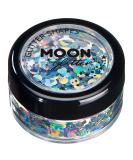 Holographic Glitter Shapes by Moon Glitter 100% Cosmetic Glitter for Face Body Nails Hair and Lips - 3g - Silver - Buy Online on GoSupps.com