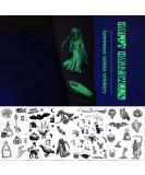 YOKSAS Halloween Gothic Witch Luminous Temporary Tattoos - 5 Sheets Glow in The Dark Horror Face Makeup for Halloween Day of the Dead - Buy Online on GoSupps.com