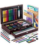 Norberg & Linden XXL144 Art Set: Deluxe Wooden Box with Crayons, Oil Pastels, Watercolor Paints, Colored Pencils, Sharpener, Sketch Pad - Ideal for Adults and Kids - Buy Online on GoSupps.com