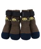 Petloft Anti-Slip Dog Socks - 4 Pieces Slide-Resistant Socks for Small & Medium Dogs Cats & Puppies - Adjustable Fastening Tape - Brown Paw (Large) - Buy Online on GoSupps.com