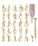 NICENEEDED 26Pcs A-Z Rhinestone Alphabet Nail Charms Gold Letter Dangles with Nail Piercing Tool 3D Alloy English Letters Nail Pendants for Nail Decor DIY Earrings Jewelry Bracelet - Buy Online on GoSupps.com