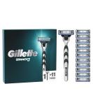 Buy Gillette Mach3 Men's Razor with Lubricated Strips + 11 Refill Blades - Fast International Shipping - Buy Online on GoSupps.com
