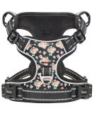 Heele Dog Crockery & No-Pull Harness | Adjustable Reflective Dog Gear for Medium-Sized Dogs - Soft & Breathable Anti-Pull Design - XS Flower Black - Buy Online on GoSupps.com