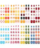 192 Pieces Colorful Short Press on Fake Nails Set with Glue Stickers - Cute Style - Buy Online on GoSupps.com
