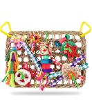 KATUMO Bird Toys, Bird Foraging Wall Toy, Edible Seagrass Woven Climbing Hammock Mat with Colorful Chewing Toys, Suitable for Lovebirds, Finch, Parakeets, Budgerigars, Conure, Cockatiel - Buy Online on GoSupps.com