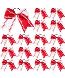 16 Pcs Softball Hair Bows - Baseball Hair Accessories for Girls | Red White Softball Cheer Bows - Ponytail Holder & Headband for Teen Cheerleading - Buy Online on GoSupps.com