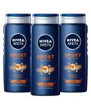 NIVEA MEN Sport Body Wash 16.9 Fl Oz - Pack of 3 | Energizing Shower Gel Bundle - Buy Online on GoSupps.com