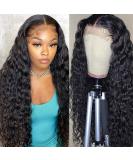 22 Inch Water Wave Lace Closure Wig | Brazilian Human Hair | Pre Plucked & HD Transparent Lace Front | 150% Density | Wet and Wavy with Baby Hair - Buy Online on GoSupps.com