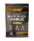 Black Garlic Tablets 15000mg | 180 Count | High Strength Odourless Concentrated Garlic Extract | Aged Black Garlic Vegan Supplement | by Horbaach - Buy Online on GoSupps.com