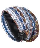 YANIBEST Silk Satin Bonnet Hair Cover Sleep Cap - Large Blue Floral | Adjustable Stay-on Silk Lined Slouchy Beanie Hat for Night Sleeping - Buy Online on GoSupps.com