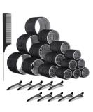 Mabufun Jumbo Hair Rollers Set Hair Rollers Self Grip Curlers For Long Hair No Heat Curlers Heatless Hair Rollers With Clips & Comb 24 Packs (Black 24Pcs) - Buy Online on GoSupps.com