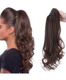 Ponytail Extension with Clip - 18 Heat Resistant Medium Brown Braid - Real Hair Look Smooth & Corrugated Styles - International Shipping Available - Buy Online on GoSupps.com