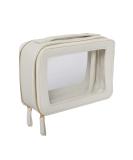 Zoox Clear Cosmetic Bag | Luxurious Jumbo 2-Layer Travel Bag with Viewing Window - Ivory Color - Buy Online on GoSupps.com