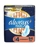 Always Maxi Overnight Pads with Wings Size 4 - 84 Count, Unscented - Buy Online on GoSupps.com