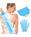 Buy Gjinxi Peeling Gloves & Back Scrubber - 2 Piece Washcloth Set for Exfoliation & Bathing Accessories (Blue) - International Shipping Available - Buy Online on GoSupps.com