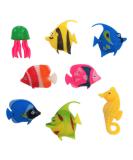 Premium Pack of 8 - Colourful Assorted Artificial Plastic Tropical Fish Jellyfish & Seahorse for Bubble Lamp Aquarium - Buy Online on GoSupps.com