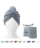 ENETIX Microfiber Hair Towel for Women - Quick-Dry Anti-Frizz Turban (25x70 cm) | Super Absorbent Hair Towel with Button - Slate Gray - Buy Online on GoSupps.com