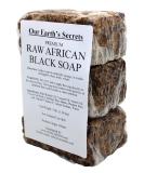 Premium Natural Raw African Black Soap - 3lb | Our Earth's Secrets - Buy Online on GoSupps.com