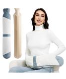 URBZUE 2L Long Hot Water Bottle with Hand Pocket Cover - 73cm Extra Long Hot Water Bottle for Pain Relief and Therapy - White+Grey - Buy Online on GoSupps.com