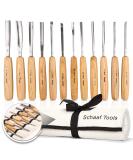 Schaaf Wood Carving Tools Set of 12 Chisels with Canvas Case | Gouges and Woodworking Chisel Set for Beginners and Professionals | Razor Sharp CR-V 60 Steel Blades | Wood Carving Kit Factory Sharpened - Buy Online on GoSupps.com