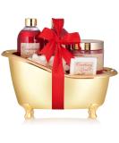 BRUBAKER Cosmetics Bath and Shower Set - Cranberry Love 6-Piece Gift Set in Golden Decorative Tub | Perfect for Gifting - Buy Online on GoSupps.com
