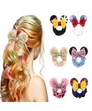 6 Pack Mouse Ears Hair Bows Scrunchies - Velvet Sparkle Sequin Hair Accessories for Kids and Adults - Perfect for Cosplay, Vacation, Party - Style 1 - Buy Online on GoSupps.com
