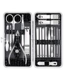 18 Piece Professional Stainless Steel Manicure Set with Travel Case - Nail Clippers, Pedicure Kit, Grooming Tools for Nail Care - Black - Buy Online on GoSupps.com