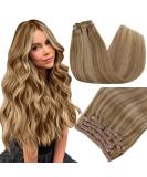 Runature 45cm Real Hair Extensions - Clip in Dark Blonde & Gold Blonde 7pcs Remy Straight Hair - Buy Online on GoSupps.com