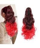 Buy Gairyan 50cm Curly Ponytail Hair Extensions - Black Ombre Red Claw Clip for Women - Long Wavy Synthetic Hair Extensions - Buy Online on GoSupps.com