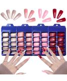 Siusio 400 Colorful Coffin Full Cover Press-On Acrylic Nails - Extra Long Pink Ballerina Artificial Tips for Women & Girls Nail Art Decoration - Buy Online on GoSupps.com