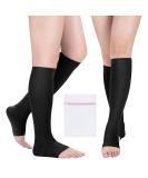 Open Toe Medical Compression Socks for Women & Men - XXL Black - 1 Pair with Laundry Bag - Buy Online on GoSupps.com