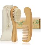 Com-Four Baby Brush & Comb Set | Bamboo Hair Brush for Newborns & Toddlers | Soft Sheeps Wool Baby Hair Care - Buy Online on GoSupps.com