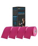 Zfurt Cotton Kinesiology Tape | Latex Free Elastic Sports Tape | Rose Red | 4 Rolls (16ft) | Pain Relief & Injury Prevention - Buy Online on GoSupps.com