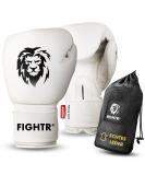 Fightr Real Leather Boxing Gloves - 10-16 oz for Men & Women | MMA Muay Thai Kickboxing & Martial Arts - Includes Carrying Bag - 12 oz Off White - Buy Online on GoSupps.com