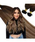 UGEAT 14 Flat Bonding Keratin Hair Extensions - 35cm Remy Brazilian Hair Dark Brown to Light Gold Brown Tips 1g 50 Sticks/Package - Buy Online on GoSupps.com