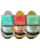 Bentonite Clay Powder Set | Indian Healing Moroccan Rhassoul & French Green Clay | 3 x 8oz for DIY Hair Face & Body Masks - Bare Essentials Living - Buy Online on GoSupps.com