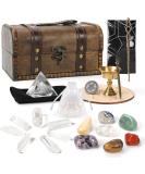 Soulnioi Healing Crystals Set - 24pcs with 7 Chakra Stones, White Crystal Wands, Tarot Cloth & Pyramid Energy Generator - Spiritual Healing Kit for Meditation and Beginners (A-white Crystal) - Buy Online on GoSupps.com
