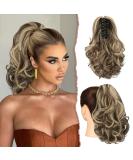 Sofeiyan 28cm Clip-In Ponytail Extension - Short Curly Ash Brown & Bleach Blonde Synthetic Hair for Women - Buy Online on GoSupps.com