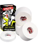 Summum Fit Athletic Tape Extremely Strong: 3 Rolls + 1 Finger Tape. Easy to Apply & No Sticky Residue. Sports Tape for Boxing, Football or Climbing. Enhance Wrist, Ankle & Hand Protection Now White