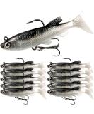 VMSIXVM Fishing Jig Head Swim Shad Lure - 10pcs Soft Plastic Swimbaits for Bass Trout Sinking Baits Kit - Fishing Gear and Gifts - Weedness Pre Rigged Swim Baits - Buy Online on GoSupps.com