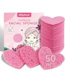 Buy 50-Count Natural Heart Shape Facial Sponges for Women - 100% Compressed Cellulose | Ideal for Cleansing Exfoliating & Skin Massage - Pink - Buy Online on GoSupps.com