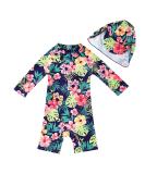 UPF 50+ Dark Blue Baby Girl One Piece Swimwear with Sun Hat | Toddler Swimsuit 12-18 Months - Buy Online on GoSupps.com