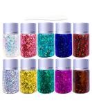 Body Face Glitter Gel 10 Colors 10.6oz - Holographic Chunky Laser Liquid Glitter for Makeup, Eyeshadow, Hair, Nails - Includes Spoon - SUPGIFT - Buy Online on GoSupps.com