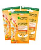 Garnier SkinActive Anti-Fatigue Eye Contour Mask with Orange Juice & Hyaluronic Acid - Mat & Tired Eyes - 3 Packs - Refreshing Hydration & Brightening - Buy Online on GoSupps.com