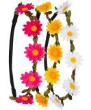 3x flower headband hairband headband crown with adjustable elastic band in the colors white yellow and pink - Buy Online on GoSupps.com