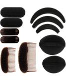 11-Piece Women's Sponge Hair Bump Up Inserts & Clips for DIY Hairstyles - Black/Brown - Buy Online on GoSupps.com