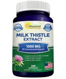 Milk Thistle Supplement 1000mg - 200 Capsules | Max Strength 4X Concentrated Extract | Liver Support, Cleanse, Detox | 1000mg Silymarin Extract | Pure Health - Buy Online on GoSupps.com